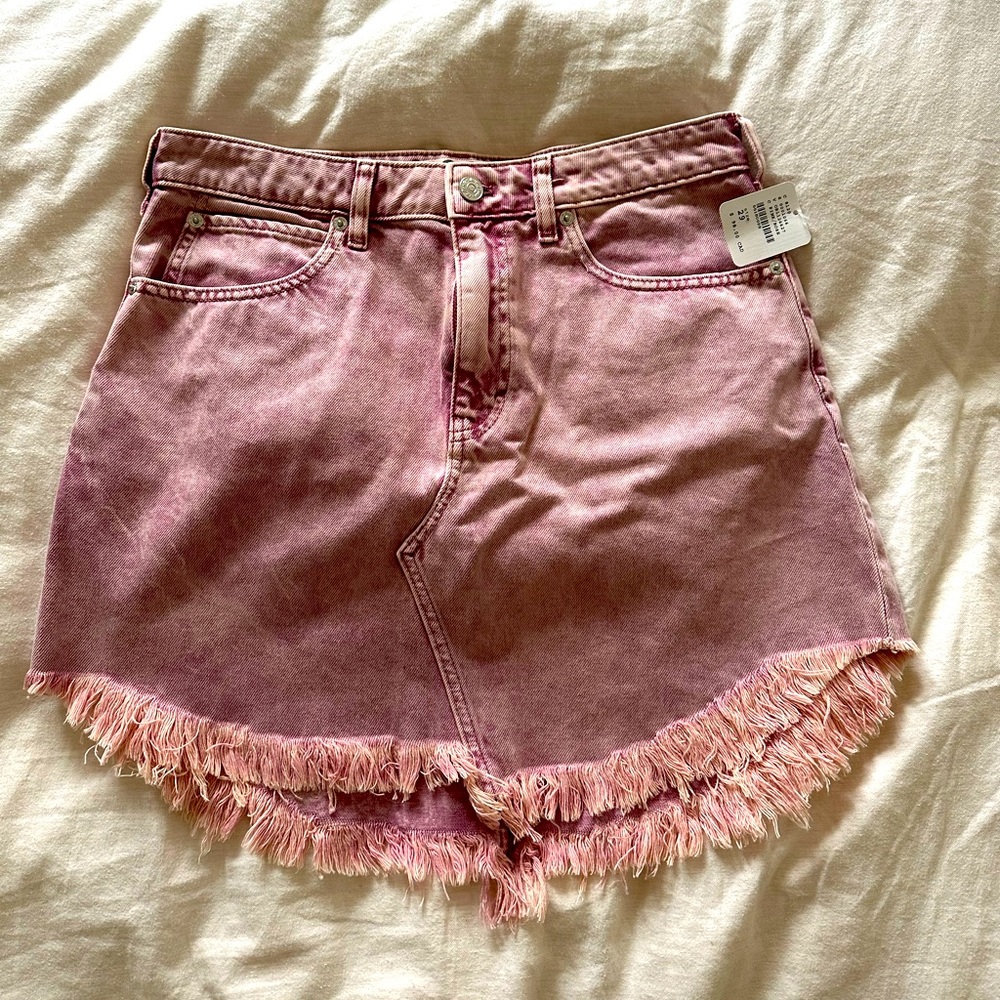 Free People Pink Denim Mini Skirt